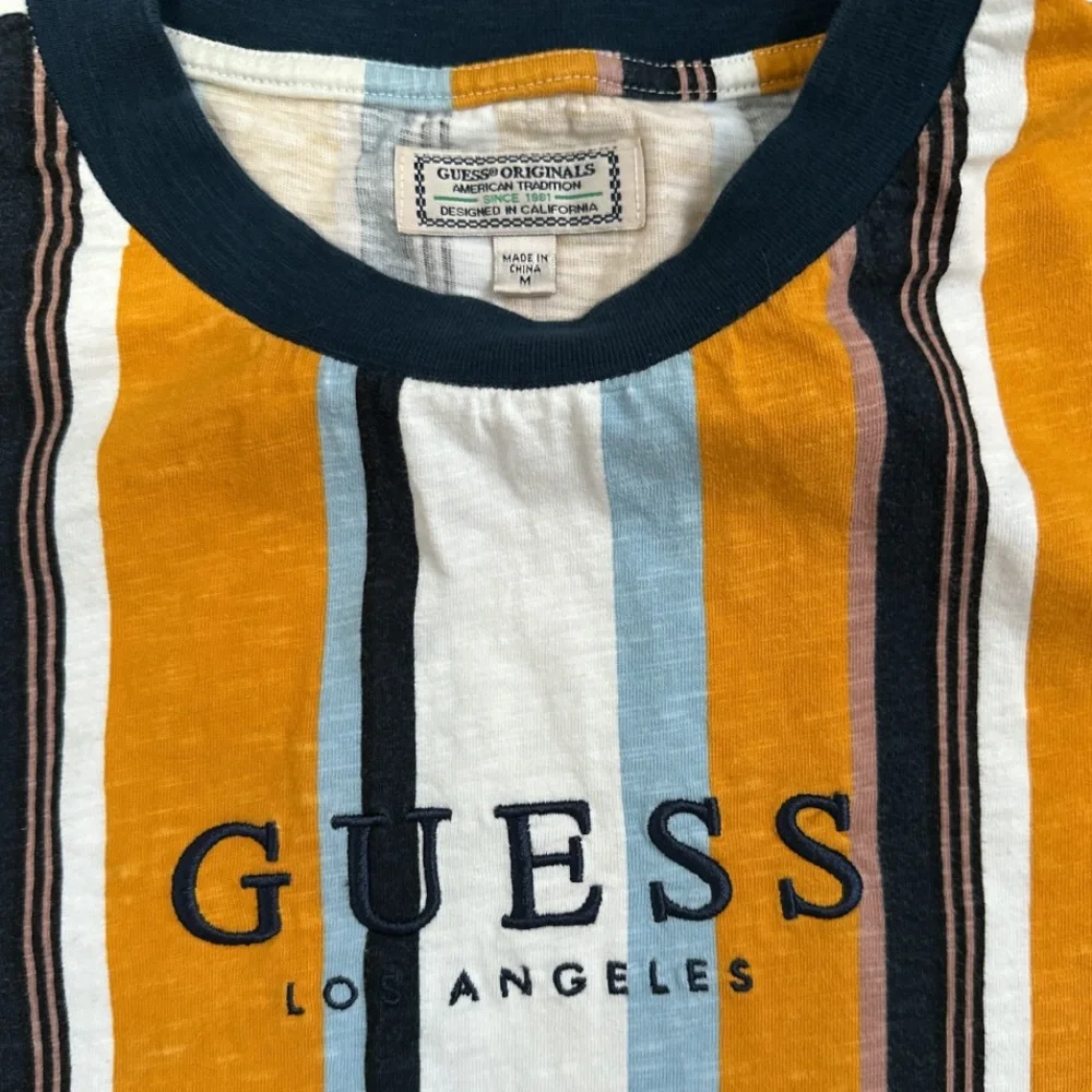 Guess Vintage Striped Tee Logo Multicolor Short Sleeve Shirt M - Picture 2 of 3